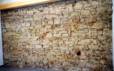 kamenná stěna obýváku